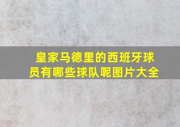 皇家马德里的西班牙球员有哪些球队呢图片大全