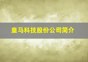 皇马科技股份公司简介