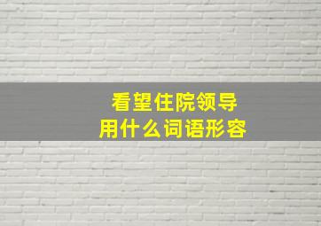 看望住院领导用什么词语形容