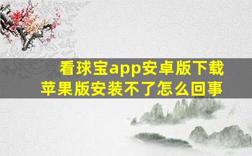 看球宝app安卓版下载苹果版安装不了怎么回事