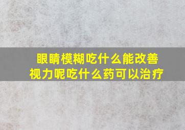 眼睛模糊吃什么能改善视力呢吃什么药可以治疗