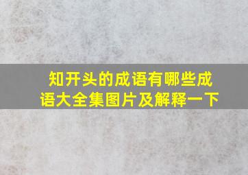 知开头的成语有哪些成语大全集图片及解释一下