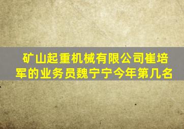 矿山起重机械有限公司崔培军的业务员魏宁宁今年第几名