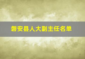 磐安县人大副主任名单