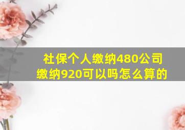 社保个人缴纳480公司缴纳920可以吗怎么算的