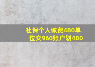 社保个人缴费480单位交960账户划480