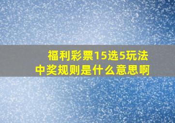 福利彩票15选5玩法中奖规则是什么意思啊