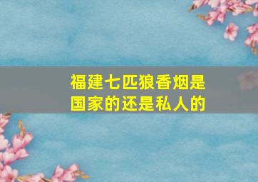 福建七匹狼香烟是国家的还是私人的