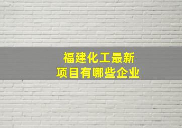 福建化工最新项目有哪些企业