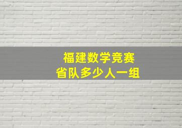 福建数学竞赛省队多少人一组