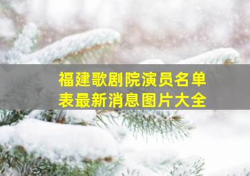 福建歌剧院演员名单表最新消息图片大全