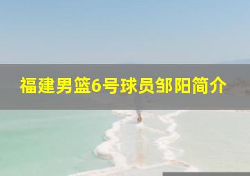 福建男篮6号球员邹阳简介