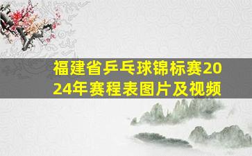 福建省乒乓球锦标赛2024年赛程表图片及视频