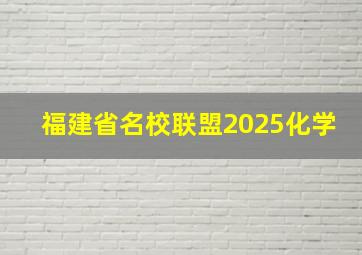 福建省名校联盟2025化学