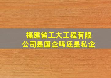 福建省工大工程有限公司是国企吗还是私企