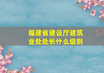 福建省建设厅建筑业处处长什么级别