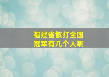 福建省散打全国冠军有几个人啊