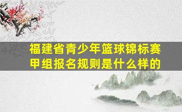 福建省青少年篮球锦标赛甲组报名规则是什么样的