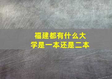 福建都有什么大学是一本还是二本