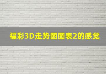 福彩3D走势图图表2的感觉