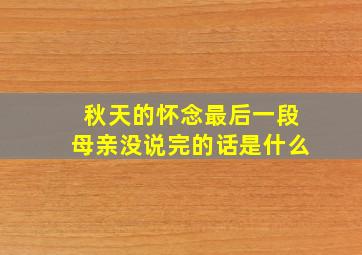 秋天的怀念最后一段母亲没说完的话是什么