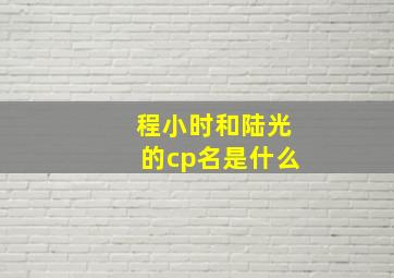 程小时和陆光的cp名是什么