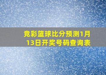 竞彩篮球比分预测1月13日开奖号码查询表