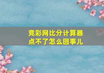 竞彩网比分计算器点不了怎么回事儿