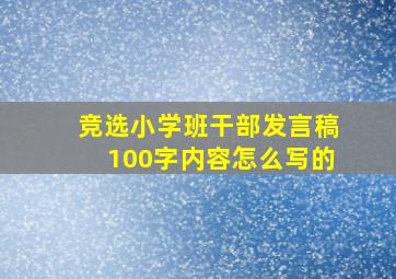 竞选小学班干部发言稿100字内容怎么写的