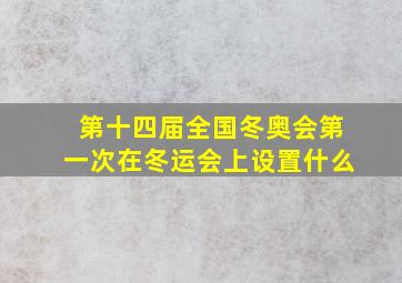 第十四届全国冬奥会第一次在冬运会上设置什么