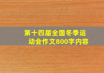 第十四届全国冬季运动会作文800字内容