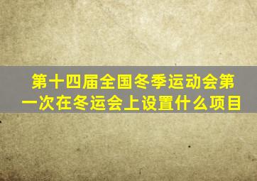 第十四届全国冬季运动会第一次在冬运会上设置什么项目