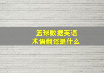 篮球数据英语术语翻译是什么