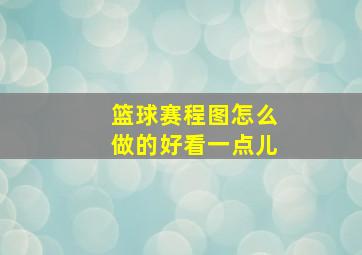 篮球赛程图怎么做的好看一点儿