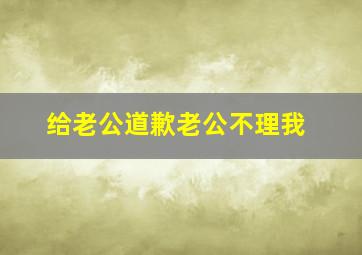 给老公道歉老公不理我