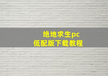 绝地求生pc低配版下载教程