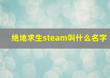 绝地求生steam叫什么名字