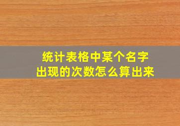 统计表格中某个名字出现的次数怎么算出来