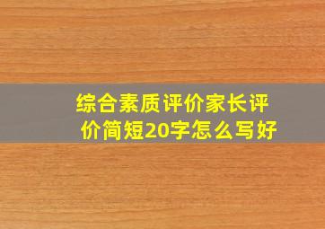 综合素质评价家长评价简短20字怎么写好