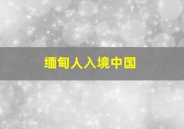 缅甸人入境中国