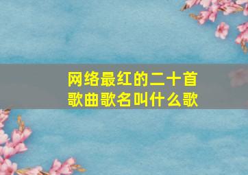 网络最红的二十首歌曲歌名叫什么歌