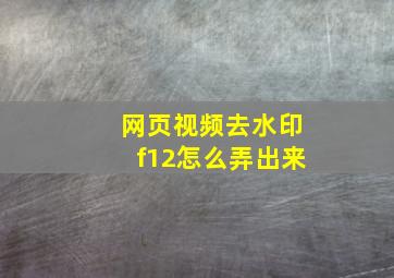 网页视频去水印f12怎么弄出来