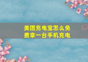 美团充电宝怎么免费拿一台手机充电