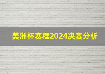 美洲杯赛程2024决赛分析