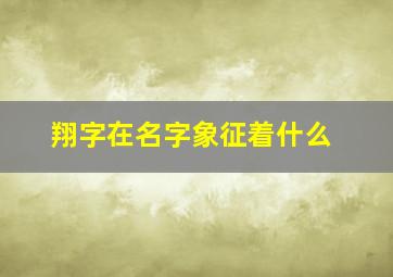 翔字在名字象征着什么