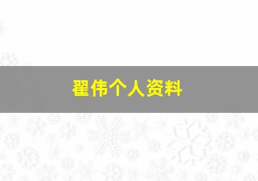 翟伟个人资料