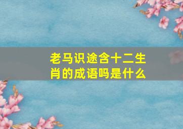 老马识途含十二生肖的成语吗是什么