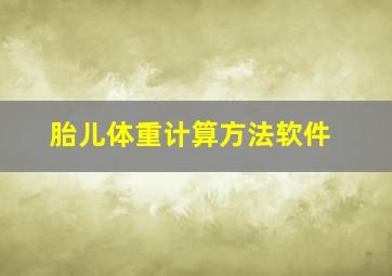 胎儿体重计算方法软件