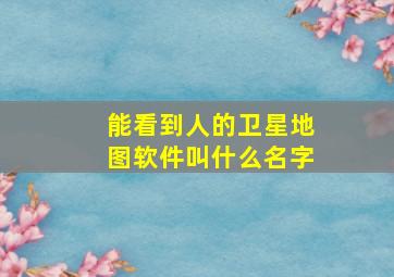 能看到人的卫星地图软件叫什么名字