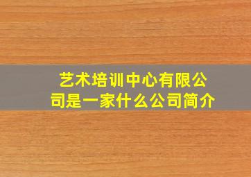 艺术培训中心有限公司是一家什么公司简介